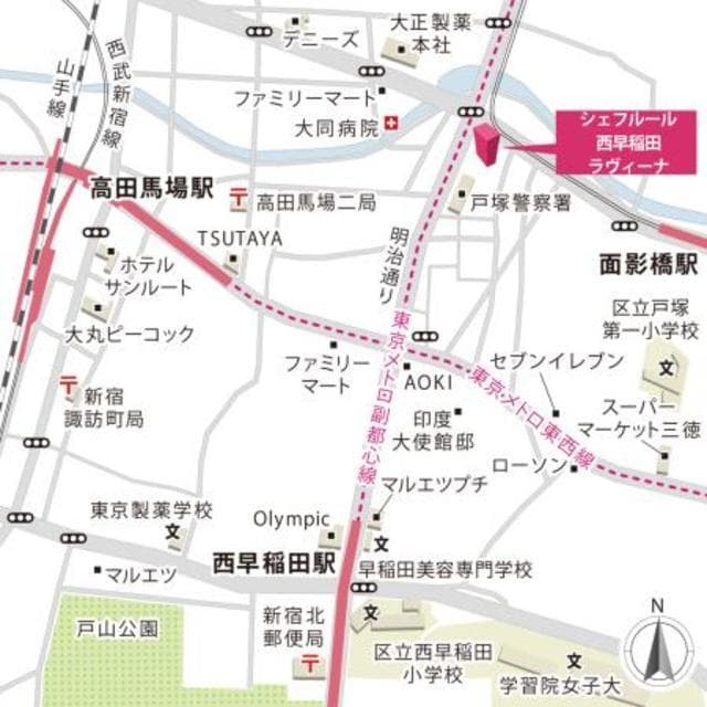 シェフルール西早稲田ラヴィーナ 4階の地図 1