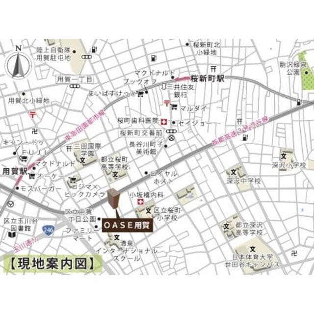 ＯＡＳＥ用賀ＥＡＳＴ 13階の地図 1