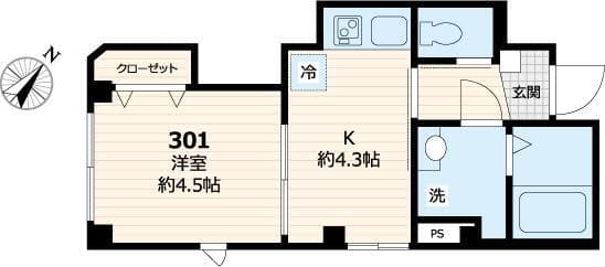 ルーエ巣鴨 3階の間取り 1