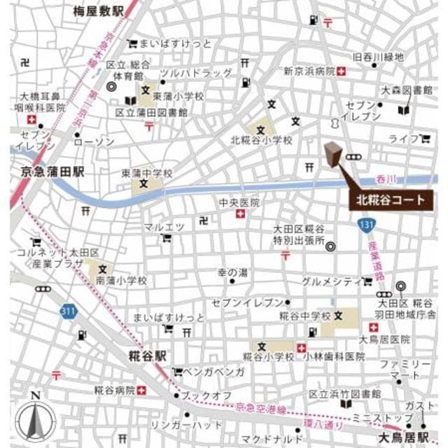 北糀谷コート 4階の地図 1