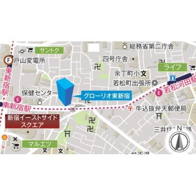 グローリオ東新宿 12階の地図 1