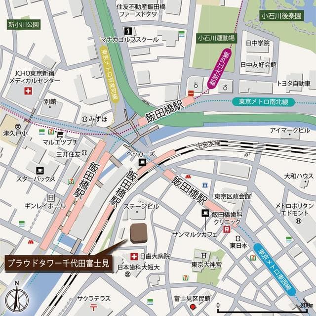 プラウドタワー千代田富士見 19階の地図 1