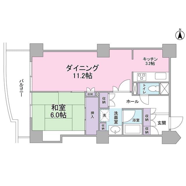 文京グリーンコートビュータワー本駒込 20階の間取り 1