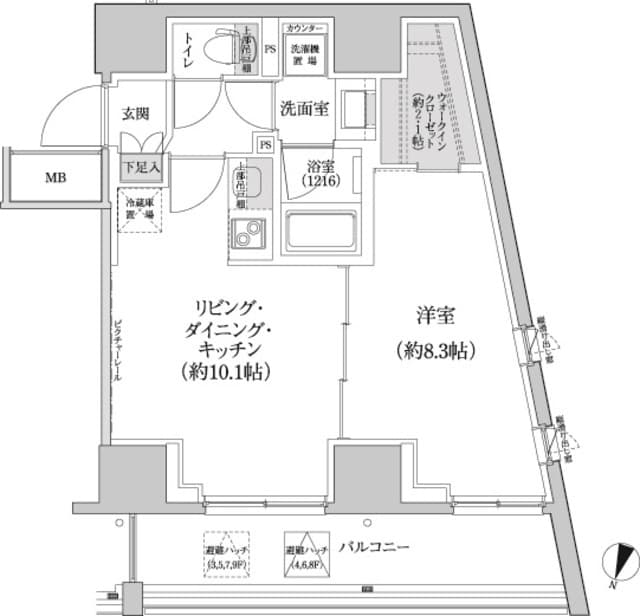 パークハビオ渋谷本町レジデンス 5階の間取り 1