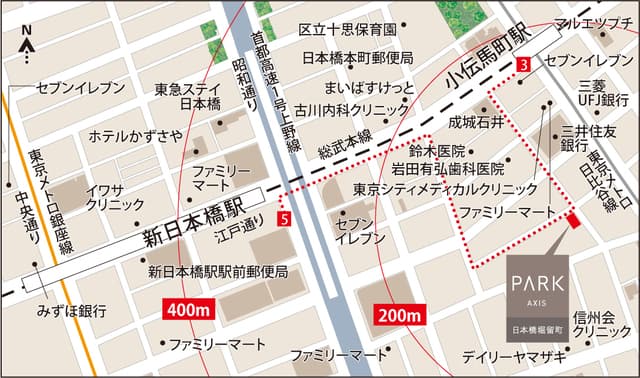 パークアクシス日本橋堀留町 8階の地図 1