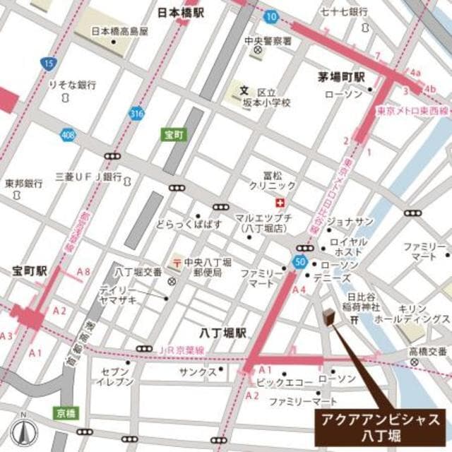 アクアアンビシャス八丁堀 7階の地図 1