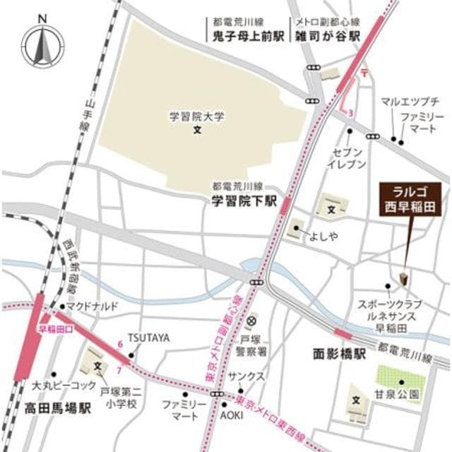 ラルゴ西早稲田 4階の地図 1