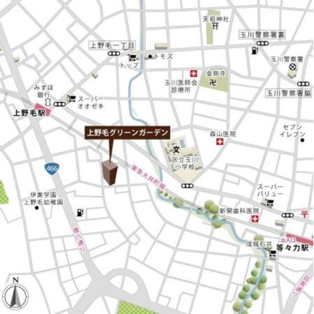 上野毛グリーンガーデン 2階の地図 1
