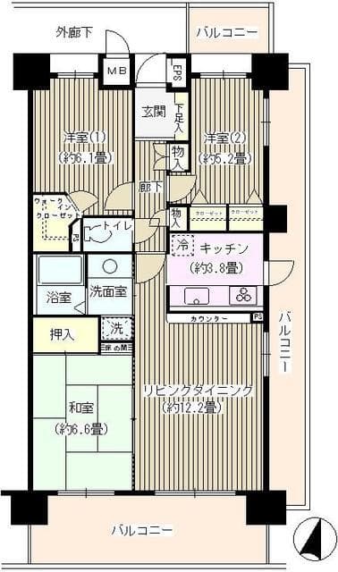 リバーパーク汐入はなみずき通り北七番館 5階の間取り 1