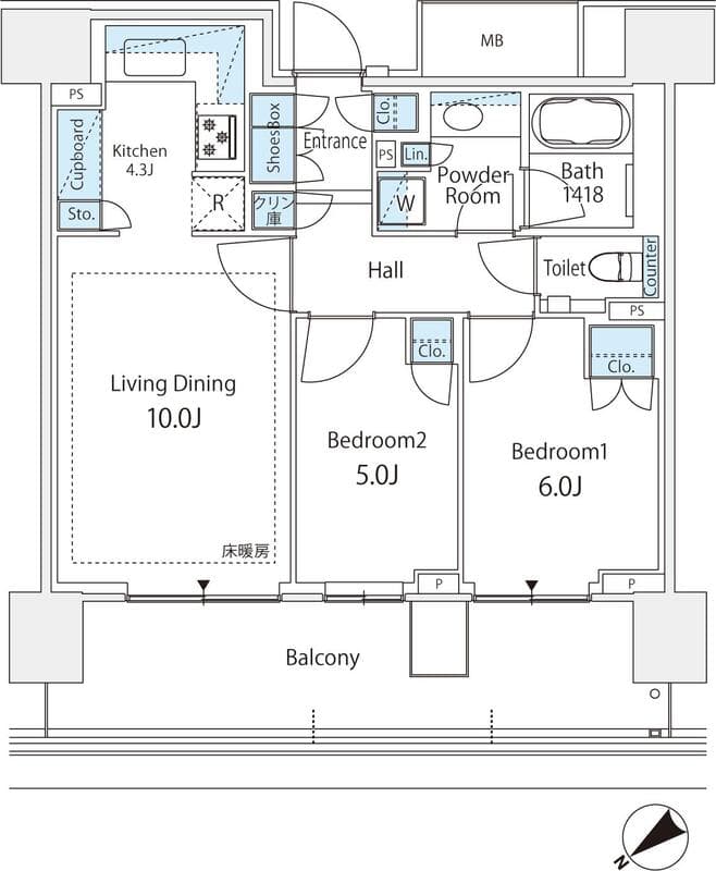 ＨＡＲＵＭＩ　ＦＬＡＧ　ＳＵＮ　ＶＩＬＬＡＧＥ　Ｄ棟 9階の間取り 1