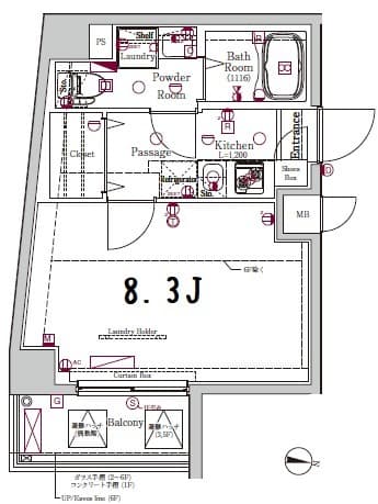 XEBEC池上Ⅲ 5階の間取り 1