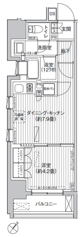 ヒューリックレジデンス駒込 4階の間取り 1