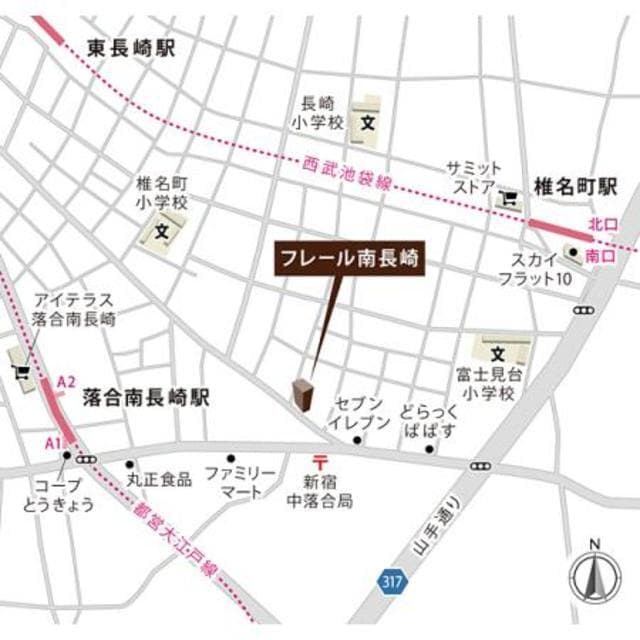 フレール南長崎 2階の地図 1