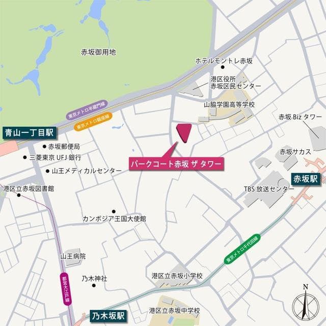 パークコート赤坂　ザ　タワー 8階の地図 1