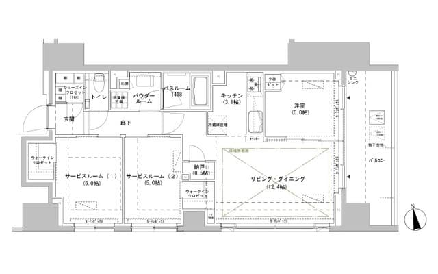 パークスフィア牛込神楽坂 1105の間取り 1