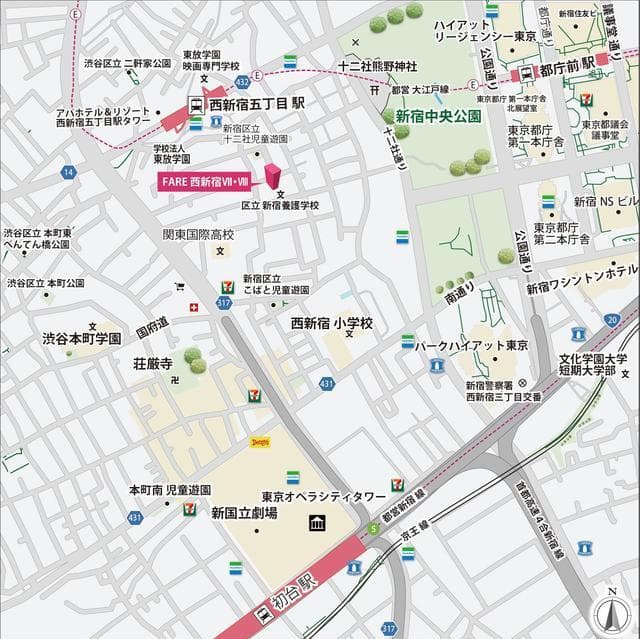 ＦＡＲＥ西新宿VIII 1階の地図 1