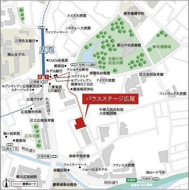 バウスステージ広尾 3階の地図 1