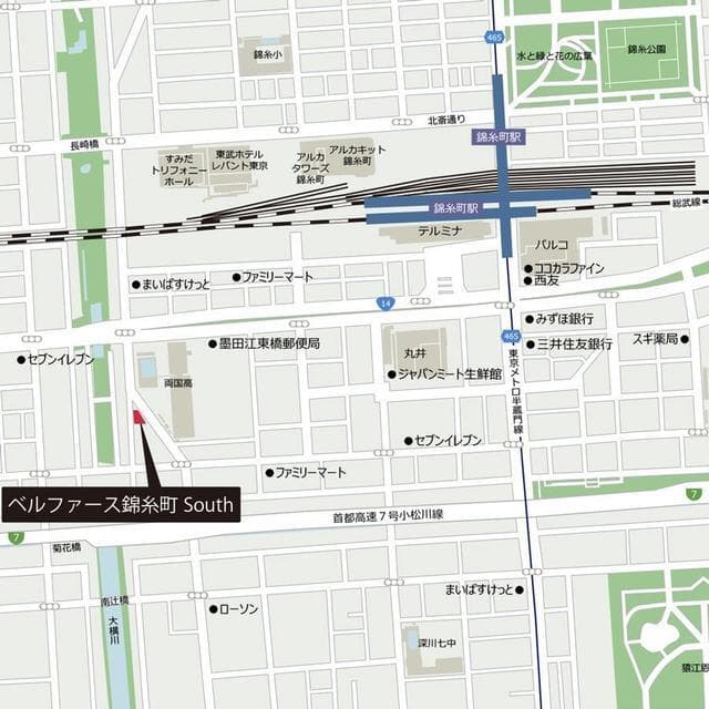 ベルファース錦糸町Ｓｏｕｔｈ 12階の地図 1