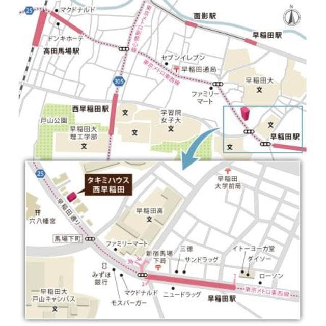 タキミハウス西早稲田 1階の地図 1