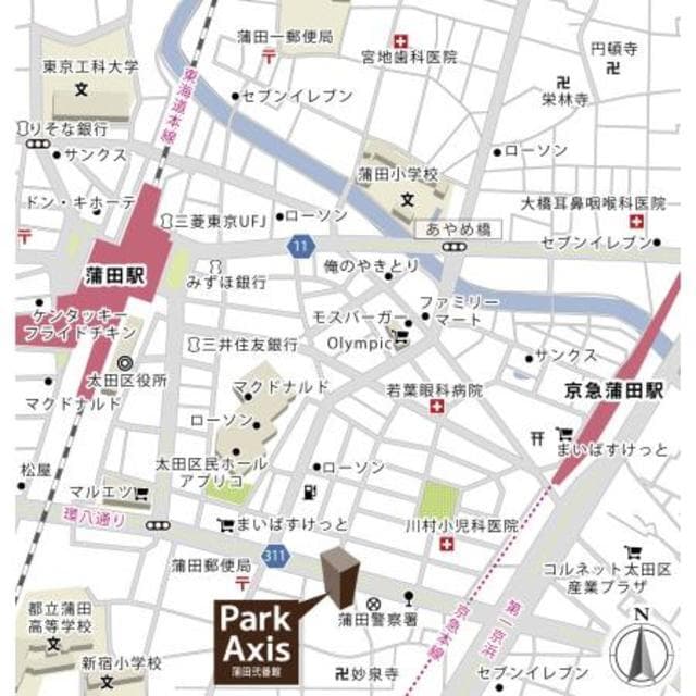パークアクシス蒲田弐番館 5階の地図 1