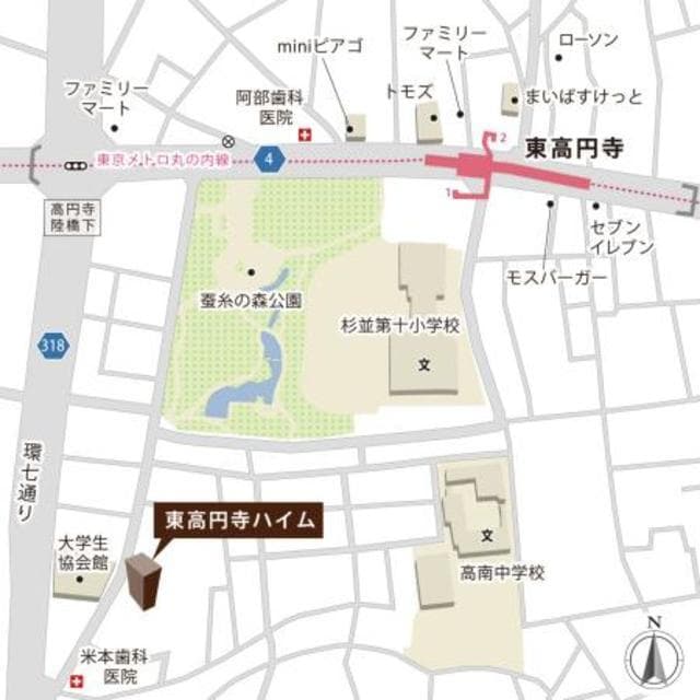 東高円寺ハイム 3階の地図 1