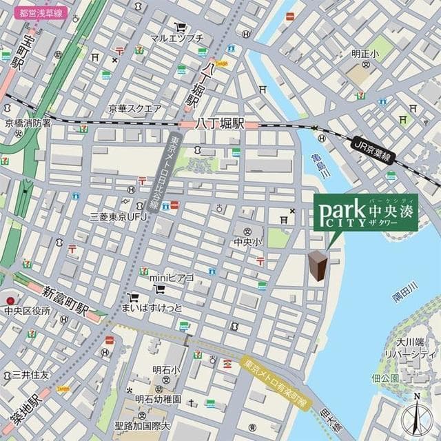 パークシティ中央湊　ザ　タワー 27階の地図 1