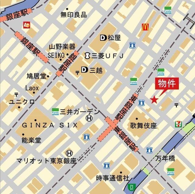 ミレアコート銀座プレミア 605の地図 1