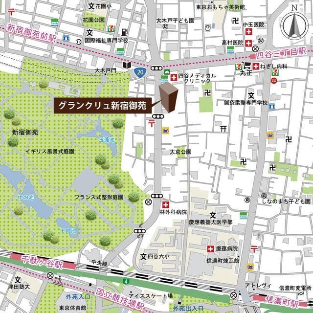 グランクリュ新宿御苑 901の地図 1