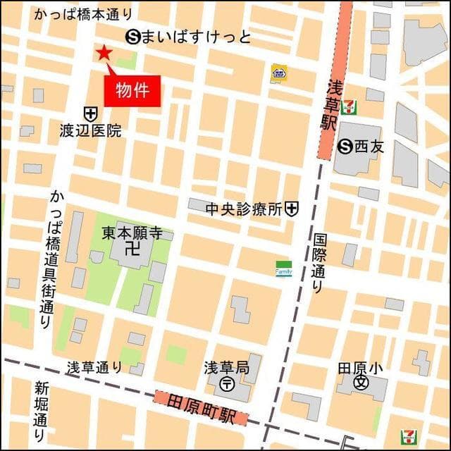 コスモグラシア浅草 9階の地図 1