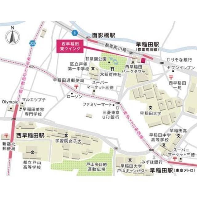 西早稲田東ウイング 10階の地図 1