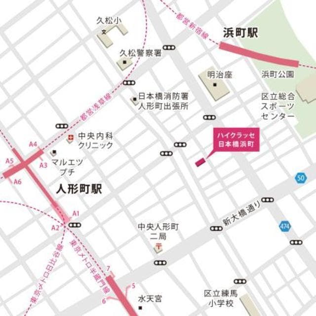 ハイクラッセ日本橋浜町 6階の地図 1