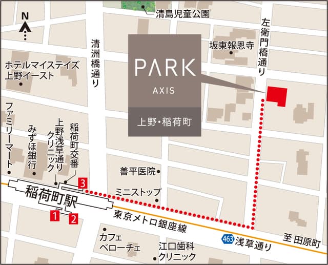 パークアクシス上野・稲荷町 3階の地図 1