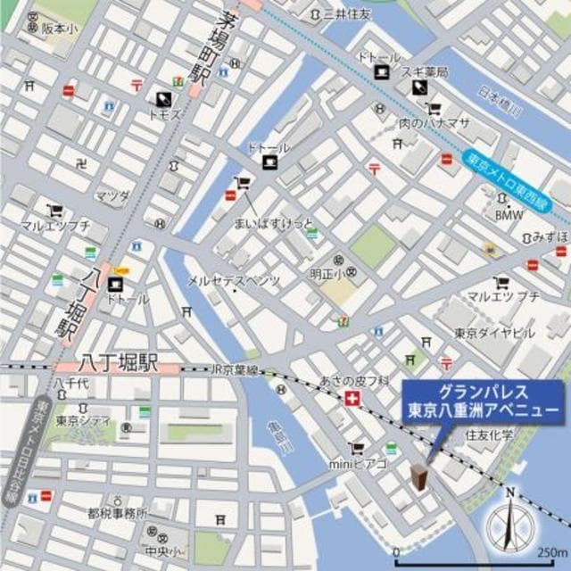 グランパレス東京八重洲アベニュー 201の地図 1