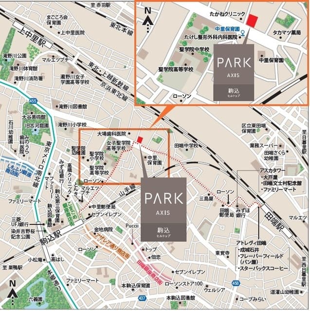 パークアクシス駒込ＨＩＬＬＴＯＰ 4階の地図 1