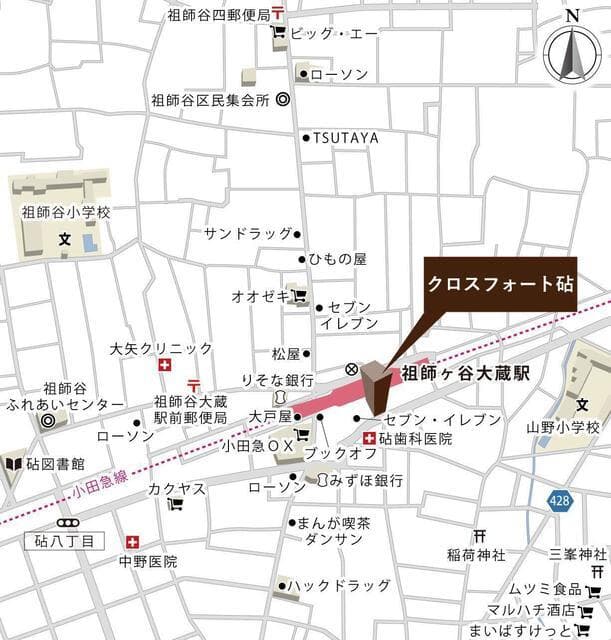 クロスフォート砧 402の地図 1