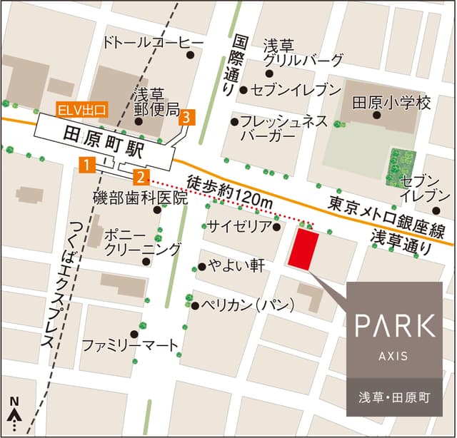 パークアクシス浅草・田原町 2階の地図 1