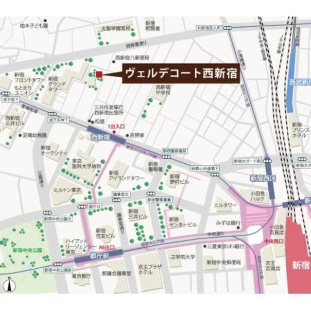 ヴェルデコート西新宿 1001の地図 1