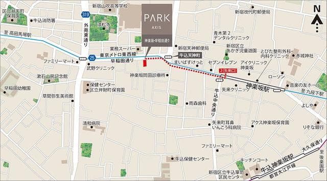 パークアクシス神楽坂・早稲田通り 10階の地図 1