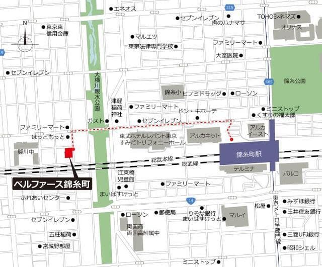 ベルファース錦糸町 504の地図 1