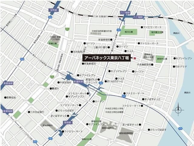 アーバネックス東京八丁堀 2階の地図 1