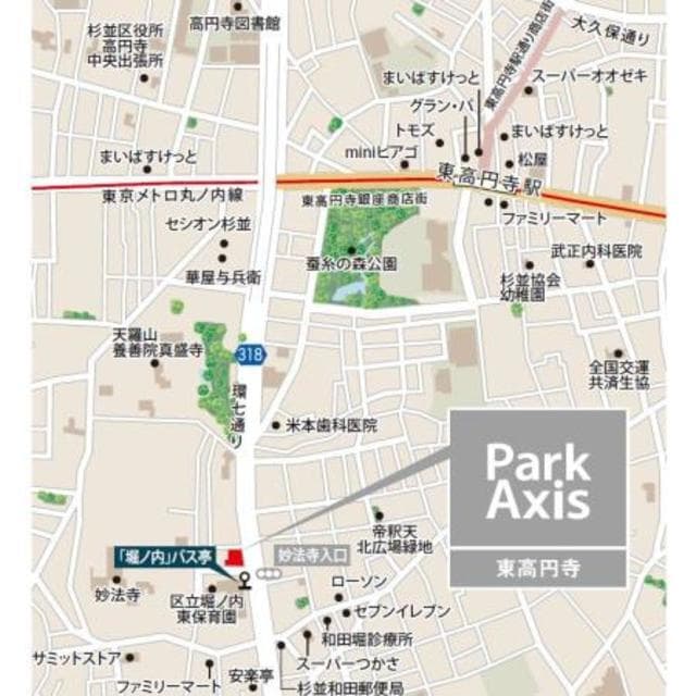 パークアクシス東高円寺 3階の地図 1