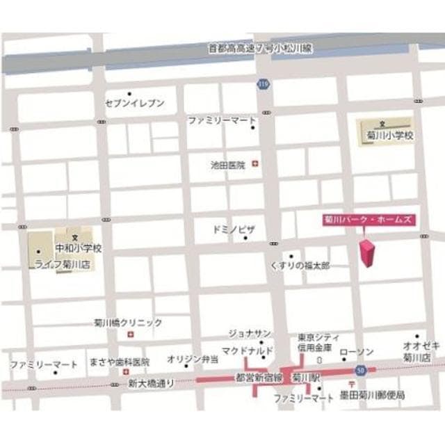 菊川パーク・ホームズ 1階の地図 1