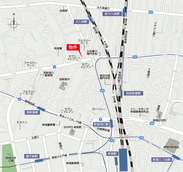 アーバネックス西新宿II 2階の地図 1