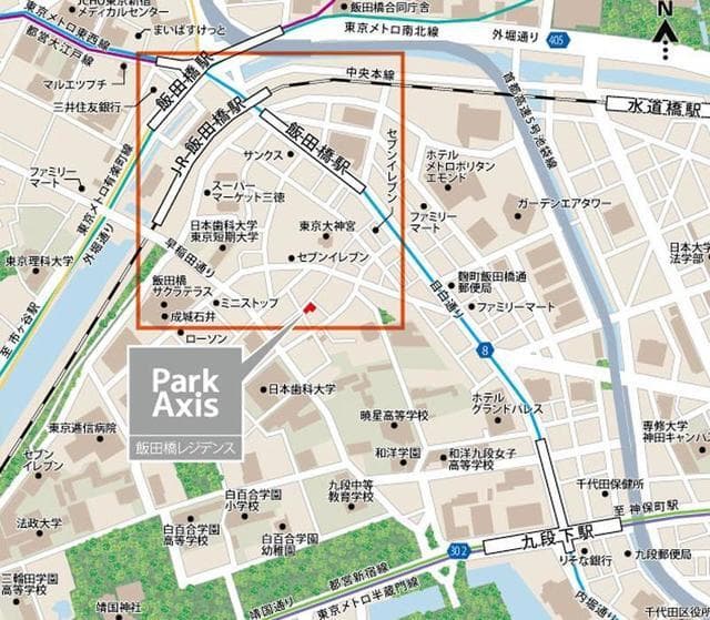パークアクシス飯田橋レジデンス 801の地図 1