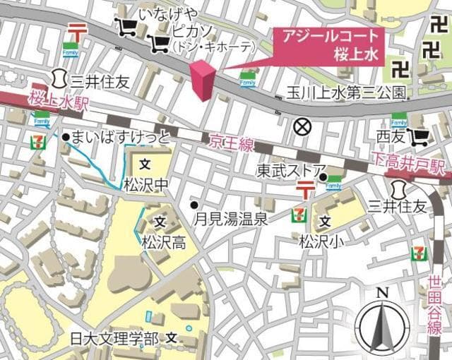 アジールコート桜上水 3階の地図 1