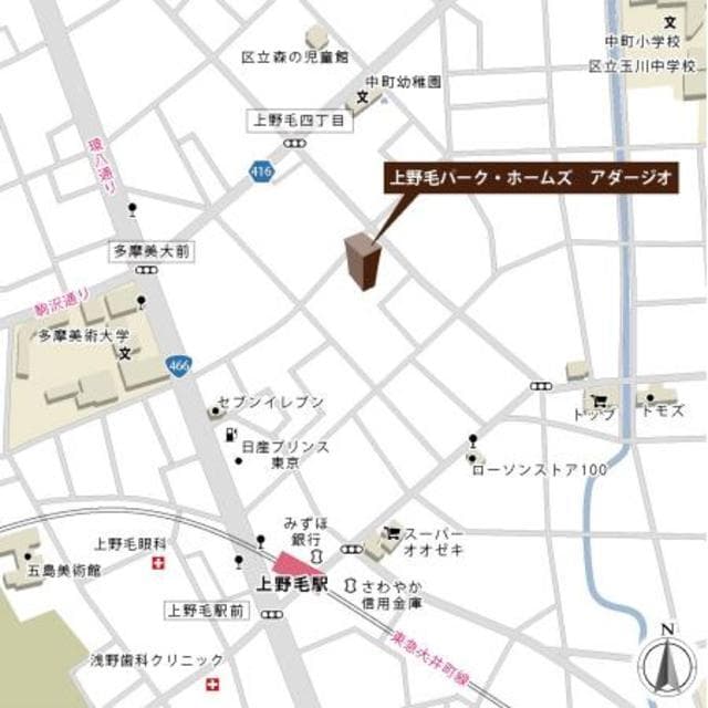上野毛パーク・ホームズ　アダージオ 3階の地図 1