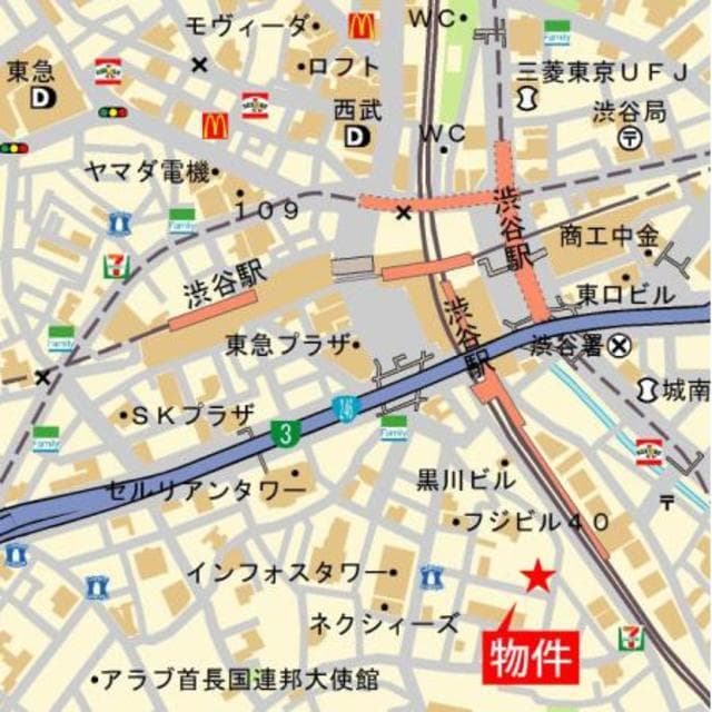 パークアクシス渋谷桜丘ウエスト 304の地図 1