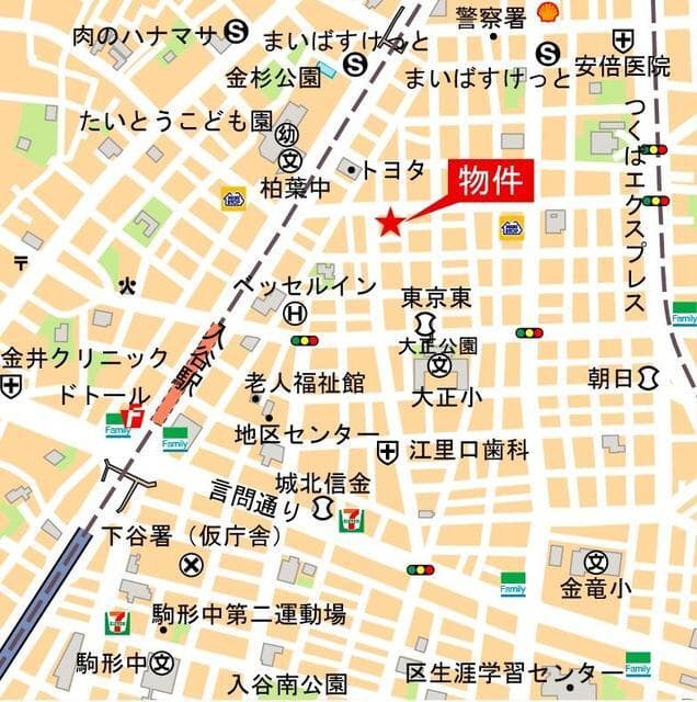 オープンブルーム入谷 7階の地図 1