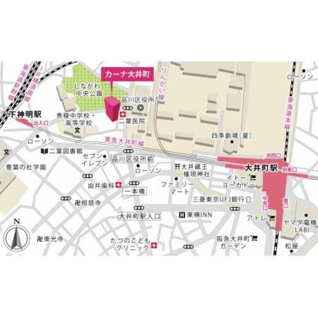カーナ大井町 3階の地図 1