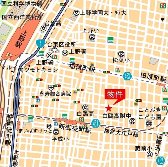 プライムブリス上野元浅草 14階の地図 1
